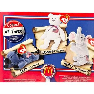Ty Teenie Beanie Baby 2000 McDonalds American Trio Sealed‎